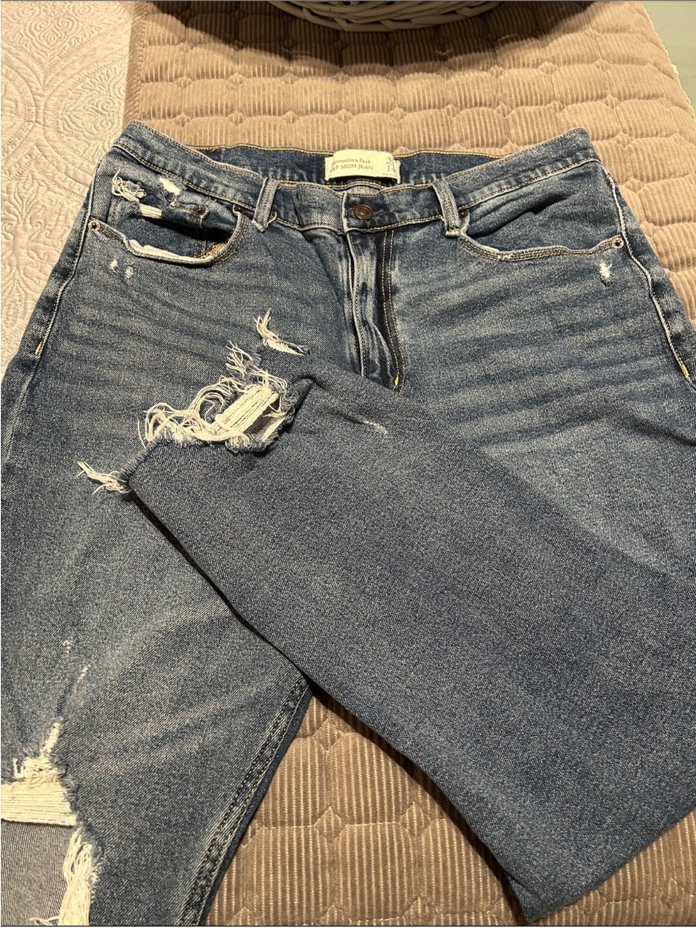 Abercrombie & Fitch Ripped Blue Denim mom Jeans